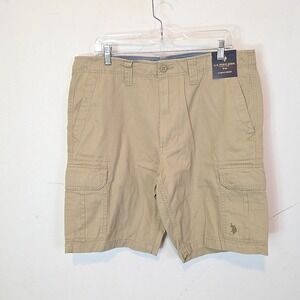 NWT U.S. Polo Assn Khaki Cargo Shorts‎ 36 Tan Casual Utility Classic Summer